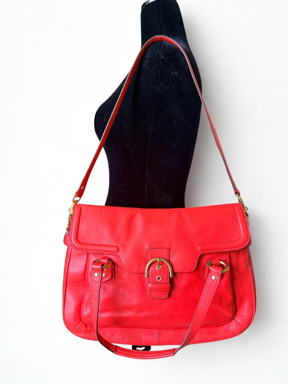 ✨ Coach Campbell Eva Flap Satchel | Smooth Leather Crossbody F26127 Coral - Picture 2 of 12